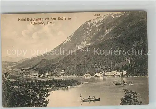 AK / Ansichtskarte Achensee Hotel Scholastika mit dem Unuetz Achensee