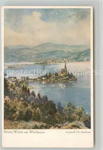 AK / Ansichtskarte Maria_Woerth_Woerthersee Panorama Aquarell Maria_Woerth_Woerthersee