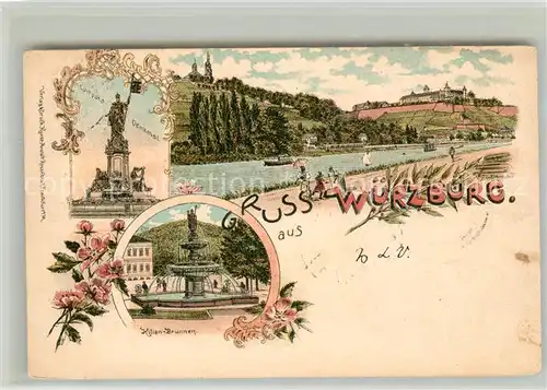 AK / Ansichtskarte Wuerzburg Luitpold Denkmal Kilian Brunnen Wuerzburg