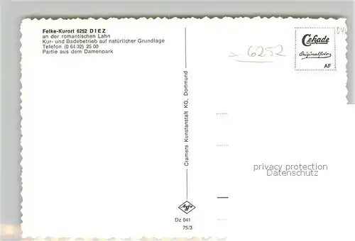 AK / Ansichtskarte Diez_Lahn Partie aus dem Damenpark Diez_Lahn