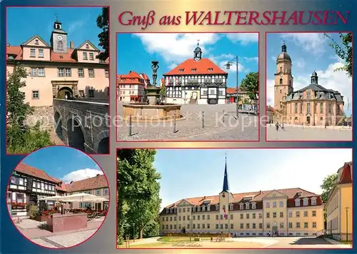 AK / Ansichtskarte Waltershausen_Gotha Schloss Tenneberg Rathaus Marktbrunnen Waltershausen Gotha