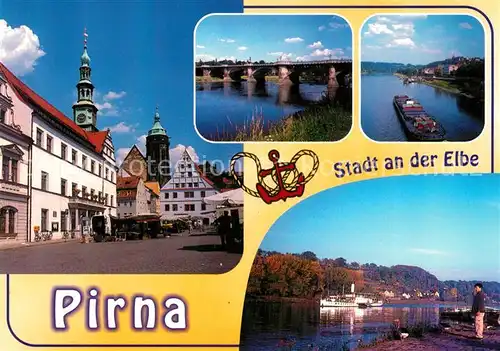 AK / Ansichtskarte Pirna Markt Rathaus Elbbruecke Pirna
