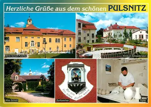 AK / Ansichtskarte Pulsnitz_Sachsen Klinik Schloss Zunftzeichen  Pulsnitz Sachsen