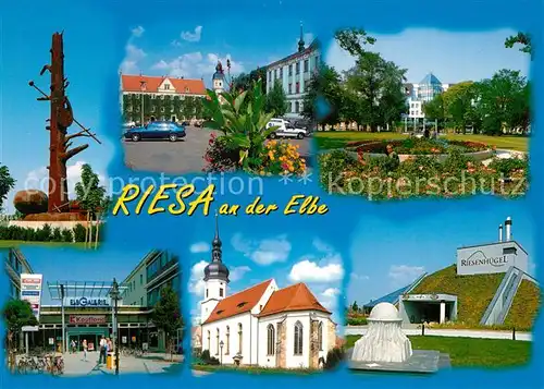 AK / Ansichtskarte Riesa_Sachsen Riesenhuegel Kirche Riesa Sachsen