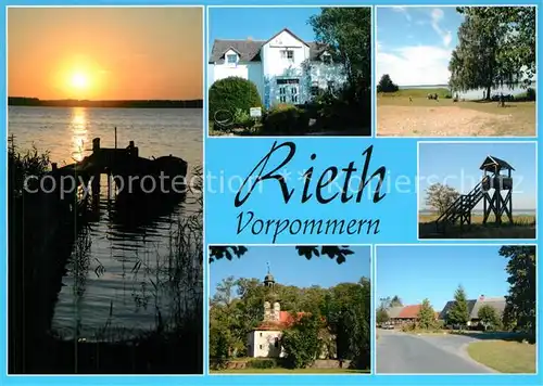AK / Ansichtskarte Rieth_Ueckermuende Villa Rieth Aussichtsturm Zentrum Kirche Rieth Ueckermuende