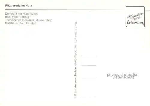 AK / Ansichtskarte Ritzgerode Huenenstein Hutberg Untermuehle  Ritzgerode