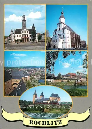 AK / Ansichtskarte Rochlitz_Sachsen Rathaus Kunigundenkirche Schloss  Rochlitz Sachsen