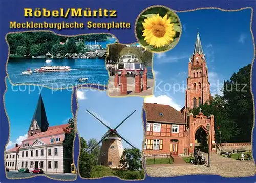 AK / Ansichtskarte Roebel_Mueritz Windmuehle Kirche  Roebel Mueritz