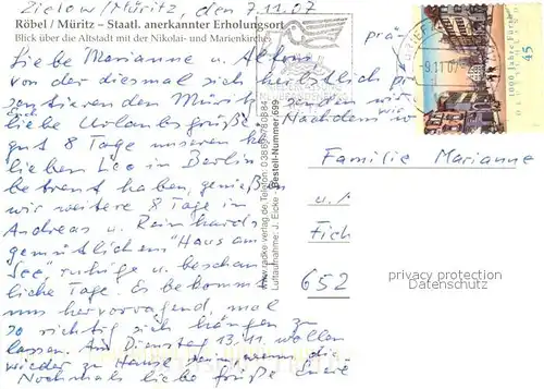 AK / Ansichtskarte Roebel_Mueritz Fliegeraufnahme Nikolai  Marienkirche Roebel Mueritz