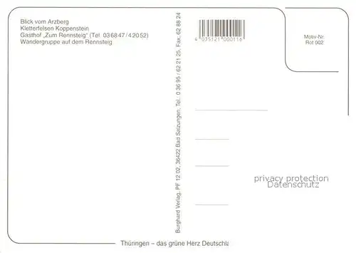 AK / Ansichtskarte Rotterode Kletterfelsen Koppenstein Gasthof Zum Rennsteig Rotterode