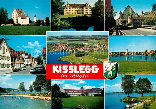 AK / Ansichtskarte Kisslegg Fliegeraufnahme Schloss Strassenpartie Freibad Zeller See Kisslegg