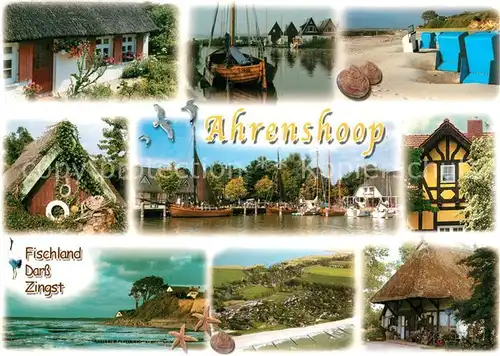 AK / Ansichtskarte Ahrenshoop_Ostseebad Typische Haeuser der Region Hafen Kueste Strand Fliegeraufnahme Ahrenshoop_Ostseebad