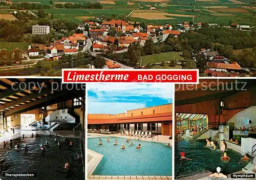 AK / Ansichtskarte Bad_Goegging Fliegeraufnahme Therapiebecken Nymphaeum Freibad Bad_Goegging