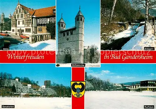 AK / Ansichtskarte Bad_Gandersheim Abtei Stiftskirche Anlagen Kurhaus Sanatorium Winter Bad_Gandersheim
