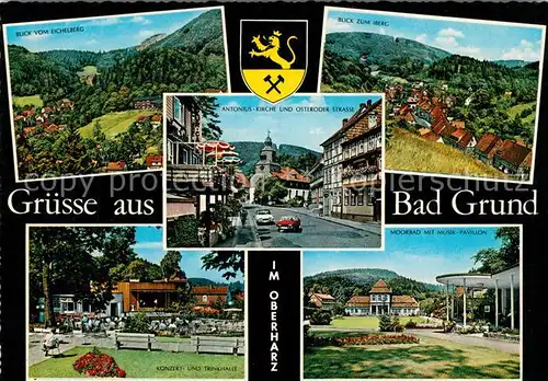 AK / Ansichtskarte Bad_Grund Panorama Iburg Konzert Trinkhalle Moorbad Musik Pavillon Bad_Grund