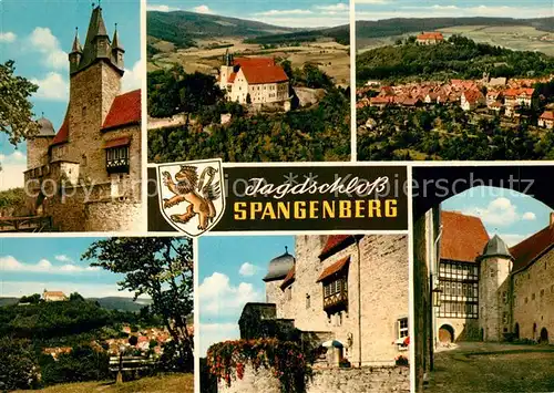 AK / Ansichtskarte Spangenberg_Hessen Ansichten vom Schloss Wappen Fliegeraufnahme Spangenberg Hessen