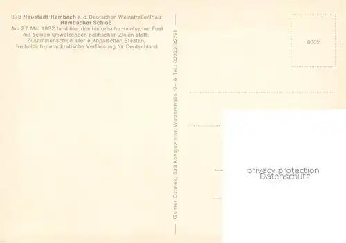 AK / Ansichtskarte Hambach_Neustadt Hambacher Schloss Hambach_Neustadt