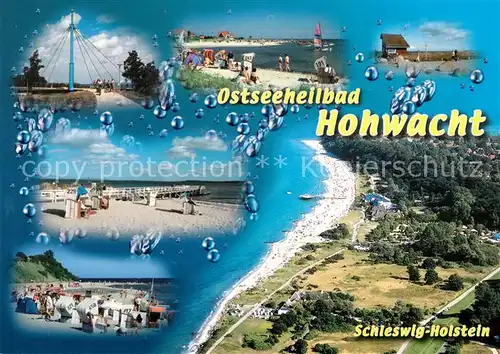 AK / Ansichtskarte Hohwacht_Ostseebad Strand Promenade Fliegeraufnahme Hohwacht_Ostseebad