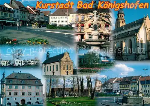 AK / Ansichtskarte Bad_Koenigshofen Innenstadt Brunnen Kirche Campingplatz Bad_Koenigshofen