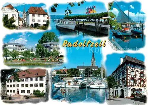 AK / Ansichtskarte Radolfzell_Bodensee Teilansichten Fachwerkhaus Seepromenade Ausflugsdampfer Hafen Yachten Radolfzell Bodensee