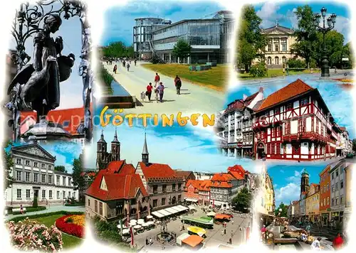 AK / Ansichtskarte Goettingen_Niedersachsen Gaenselieselbrunnen Marktplatz Kirche Fachwerkhaus Promenade Fussgaengerzone Goettingen Niedersachsen