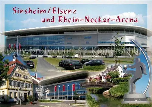 AK / Ansichtskarte Sinsheim_Elsenz Rhein Neckar Arena Rathaus Skulptur Sinsheim Elsenz