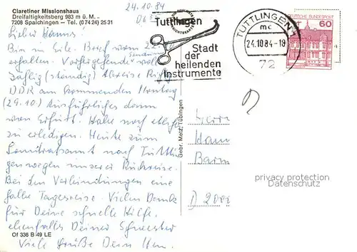 AK / Ansichtskarte Spaichingen Claretiner Missionshaus Herbststimmung Spaichingen