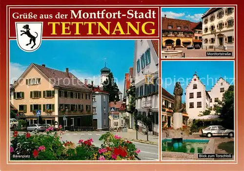 AK / Ansichtskarte Tettnang Baerenplatz Montfortstrasse Brunnen Blick zum Torschloss Tettnang
