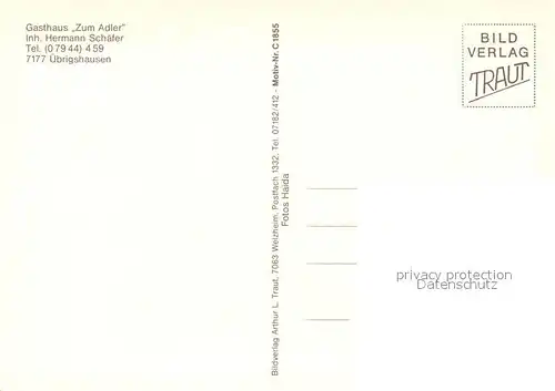 AK / Ansichtskarte uebrigshausen Gasthaus Zum Adler Ortsmotiv mit Kirche Wohnhaus uebrigshausen