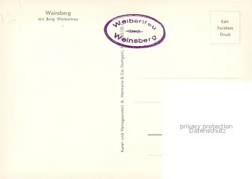 AK / Ansichtskarte Weinsberg Stadtpanorama mit Burg Weibertreu Weinsberg