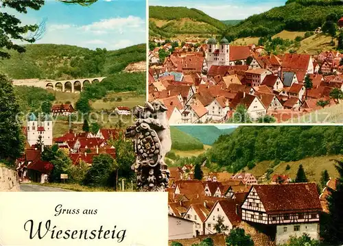 AK / Ansichtskarte Wiesensteig Ortsansicht mit Kirche Altstadt Viadukt Schwaebische Albstrasse Wiesensteig