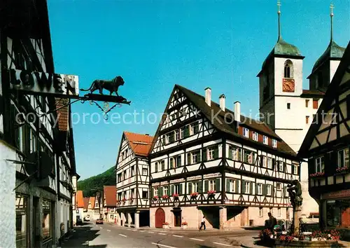 AK / Ansichtskarte Wiesensteig Marktplatz Fachwerkhaeuser Kirche Luftkurort Schwaebische Alb Wiesensteig
