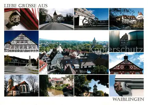 AK / Ansichtskarte Waiblingen_Rems Stadtansichten Kirche Fachwerkhaus Altstadt Waiblingen Rems