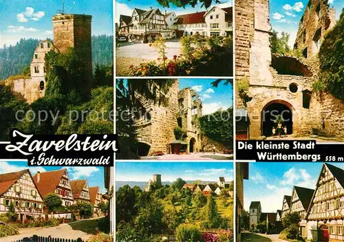 AK / Ansichtskarte Zavelstein Kleinste Stadt Wuerttembergs Burgruine Fachwerkhaeuser Zavelstein