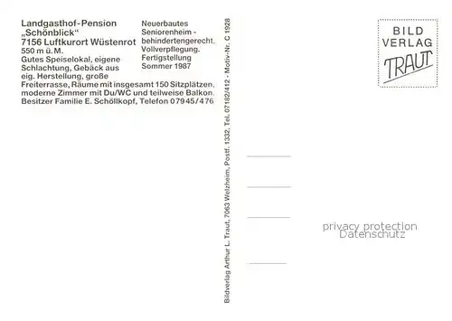 AK / Ansichtskarte Wuestenrot Wellingtonien Waldhuette Kneippanlage Rathaus Freischach Erholungsort Schwaebischer Wald Wuestenrot