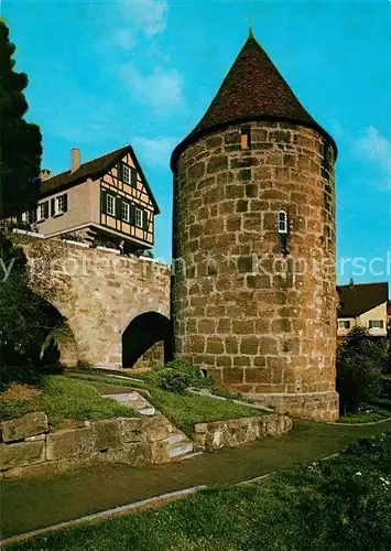 AK / Ansichtskarte Waldenburg_Wuerttemberg Nachtwaechterturm an der Schanz mit Lesestube Waldenburg Wuerttemberg