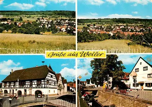 AK / Ansichtskarte Weiler_Keltern Partie am Bach Fachwerkhaus Landschaftspanorama Weiler_Keltern