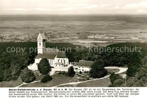 AK / Ansichtskarte Bussen Fliegeraufnahme Ruine mit Aussichtsturm Marien Wallfahrtskirche Bussen