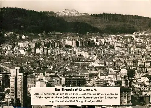 AK / Ansichtskarte Stuttgart Blick zum Birkenkopf  Stuttgart