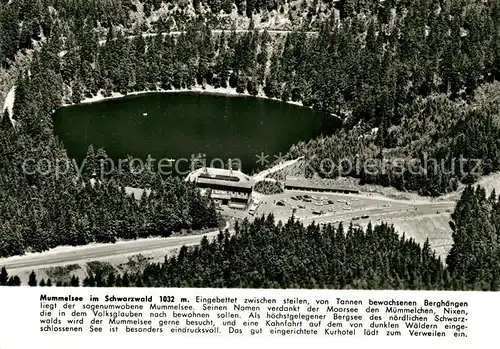 AK / Ansichtskarte Mummelsee Fliegeraufnahme mit Berghotel Mummelsee Mummelsee