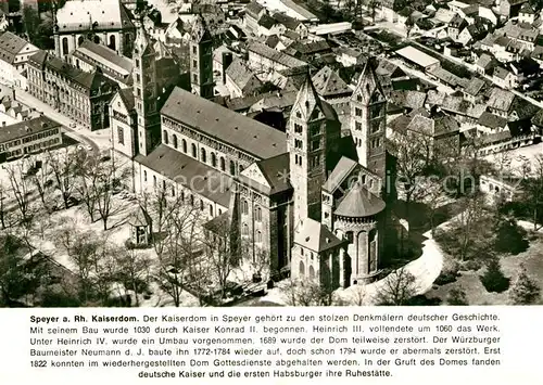 AK / Ansichtskarte Speyer_Rhein Kaiserdom Fliegeraufnahme Speyer Rhein