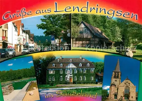 AK / Ansichtskarte Lendringsen_Sauerland Ortspartie Fachwerkhaus Badesee Schloss Kirche Lendringsen_Sauerland