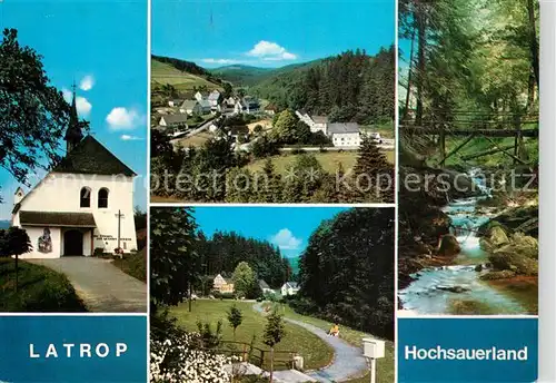 AK / Ansichtskarte Latrop_Sauerland Kirche Panorama Brueckchen Park Latrop_Sauerland