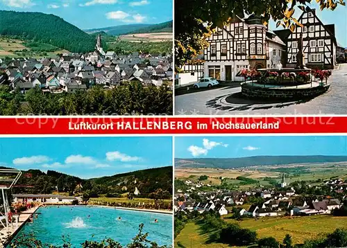 AK / Ansichtskarte Hallenberg Panorama Brunnen Schwimmbad Hallenberg