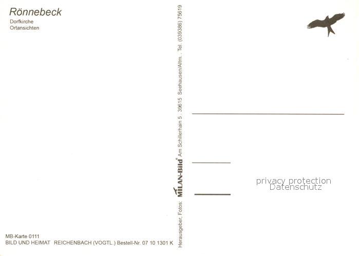 AK / Ansichtskarte Osterburg_Altmark Roennebeck Dorfkirche Osterburg