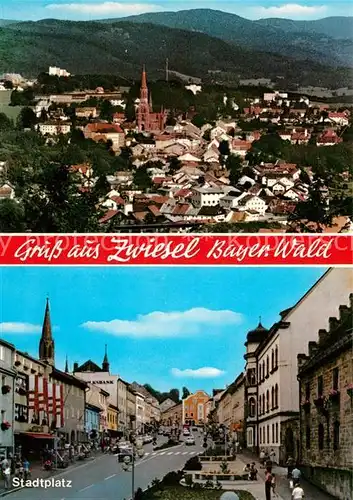 AK / Ansichtskarte Zwiesel_Niederbayern Stadtplatz Zwiesel Niederbayern