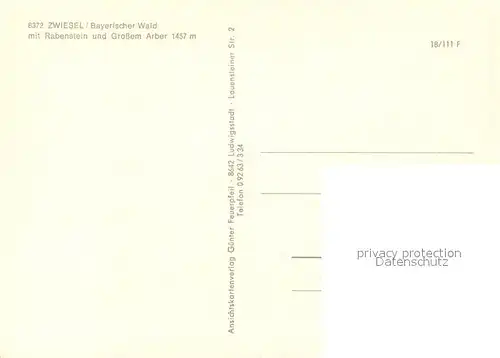 AK / Ansichtskarte Zwiesel_Niederbayern Rabenstein Grosser Arber Zwiesel Niederbayern