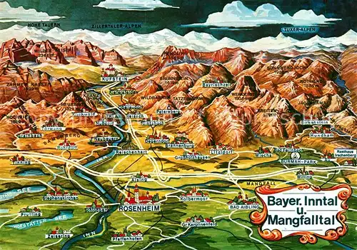 AK / Ansichtskarte Rosenheim_Bayern Ortungskarte Bayrischzell Hundham Litzldorf Rosenheim Bayern