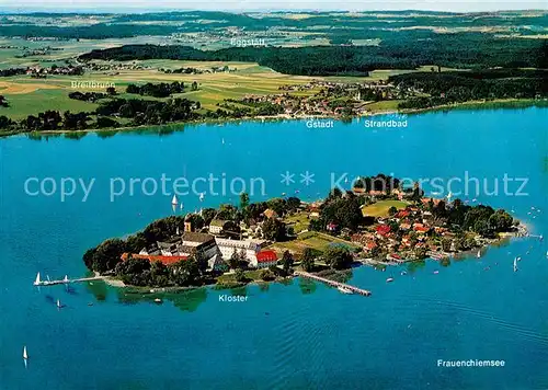 AK / Ansichtskarte Fraueninsel_Chiemsee Fliegeraufnahme Gstadt  Fraueninsel Chiemsee