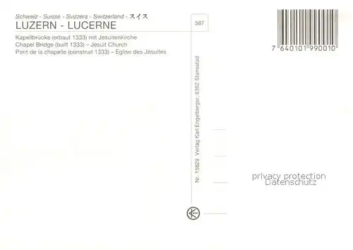 AK / Ansichtskarte Luzern_LU Kapellbruecke Luzern_LU